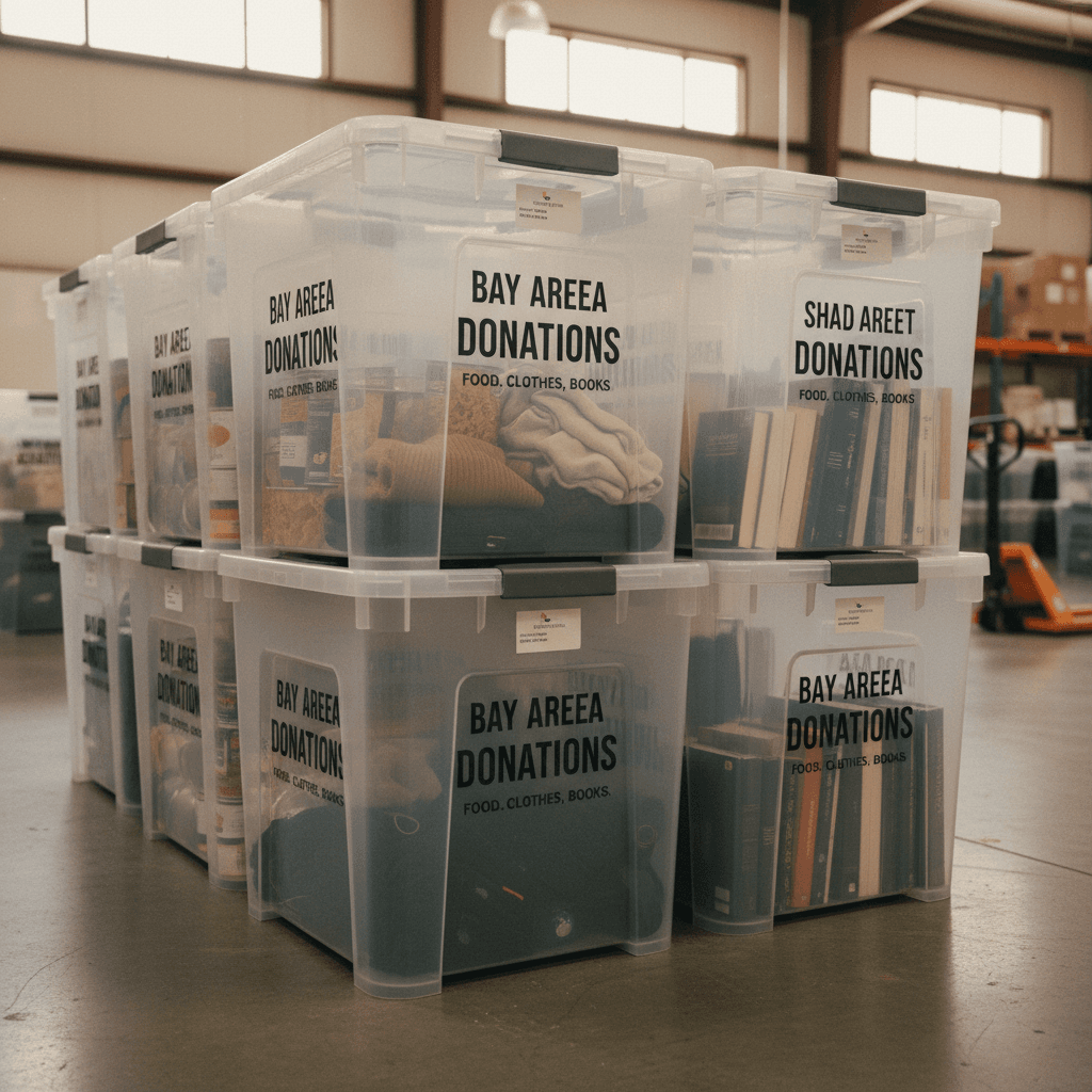 Collection bins used for Bay Area donations