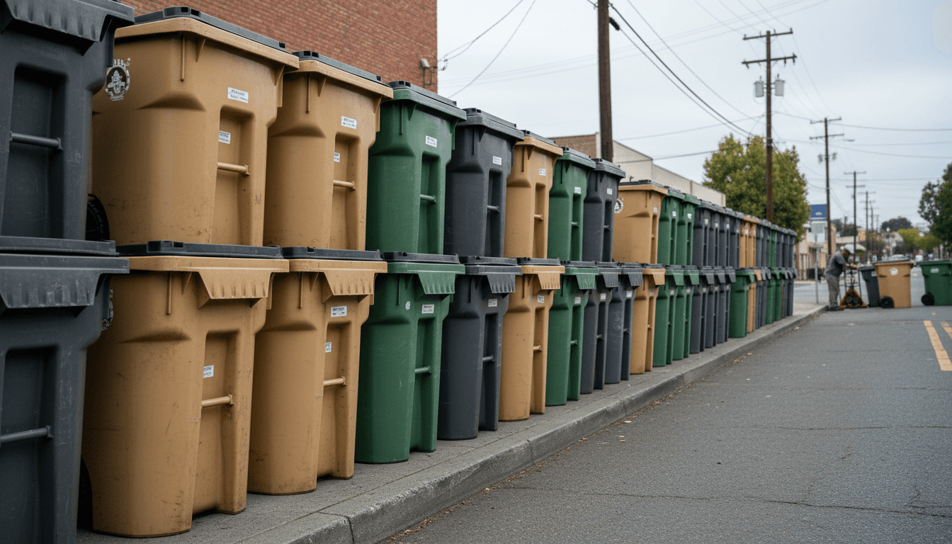 Eco Recycling Inc. donation bins lined up for collection