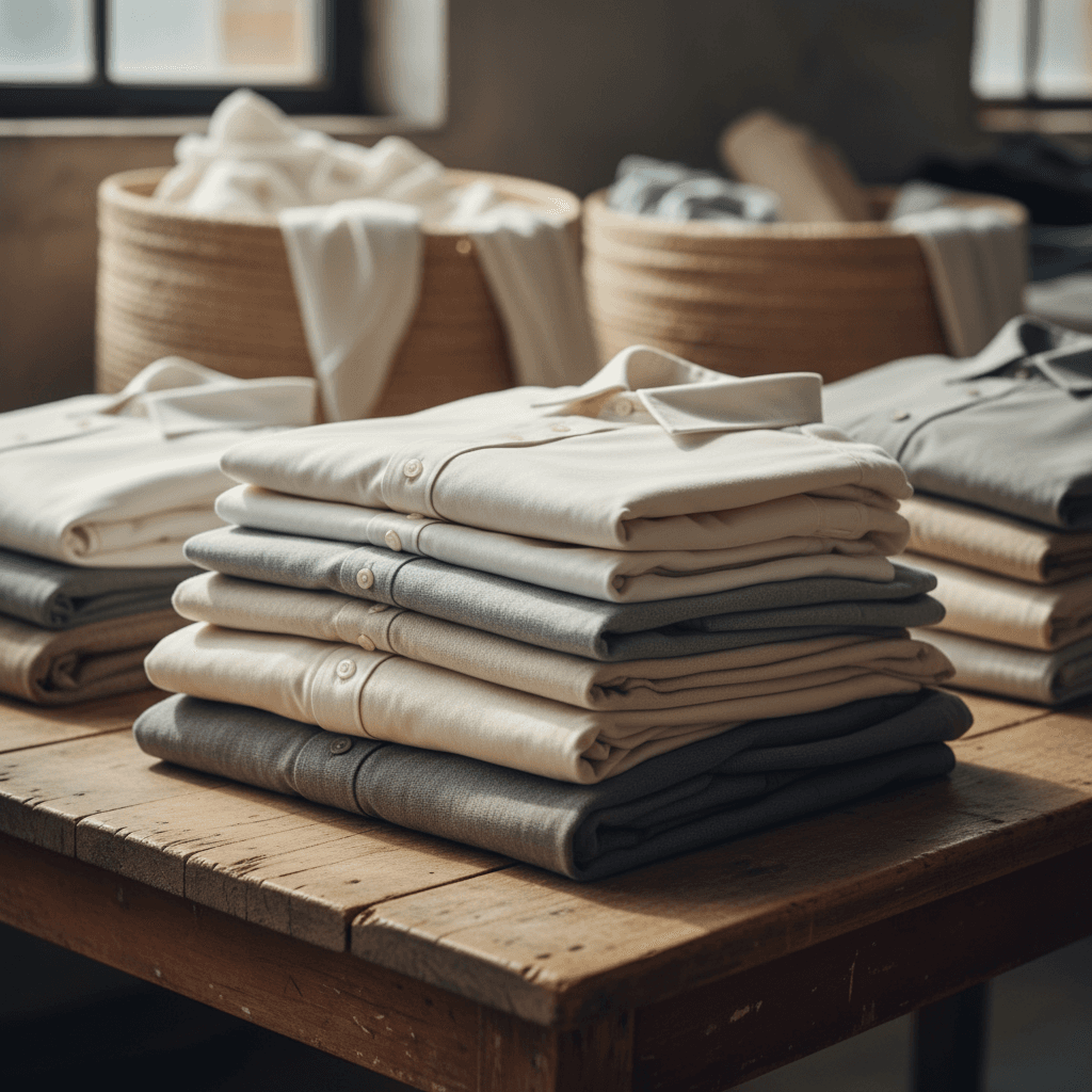 Used clothing sorted and folded for resale